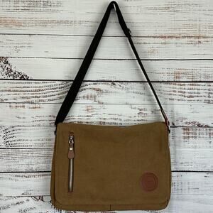 VTG EUC Mactso Brown Cotton Canvas Messenger Computer Work Shoulder Bag Pockets